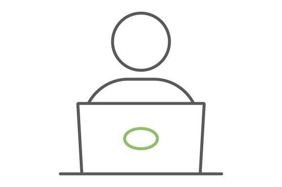 Student with Laptop Color Line Icon Guide